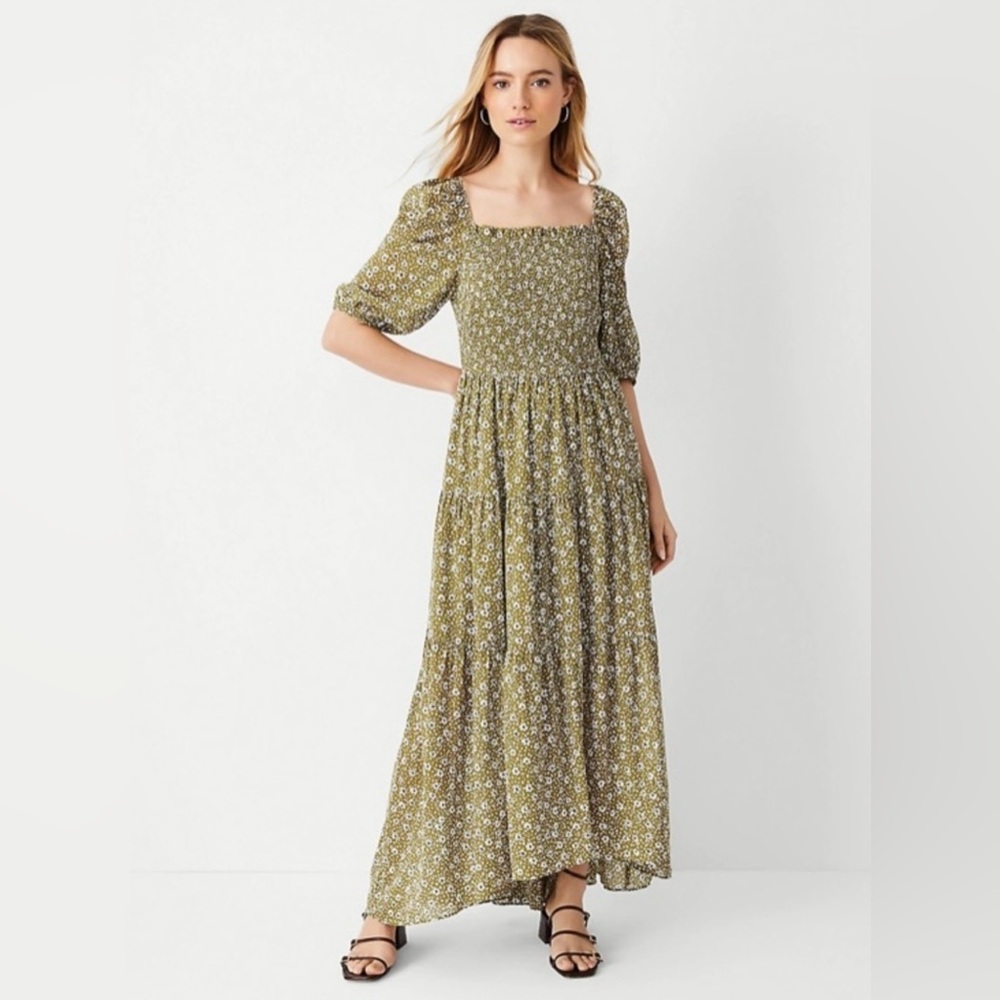 Floral Smocked Bodice Maxi Dress by Ann Taylor
